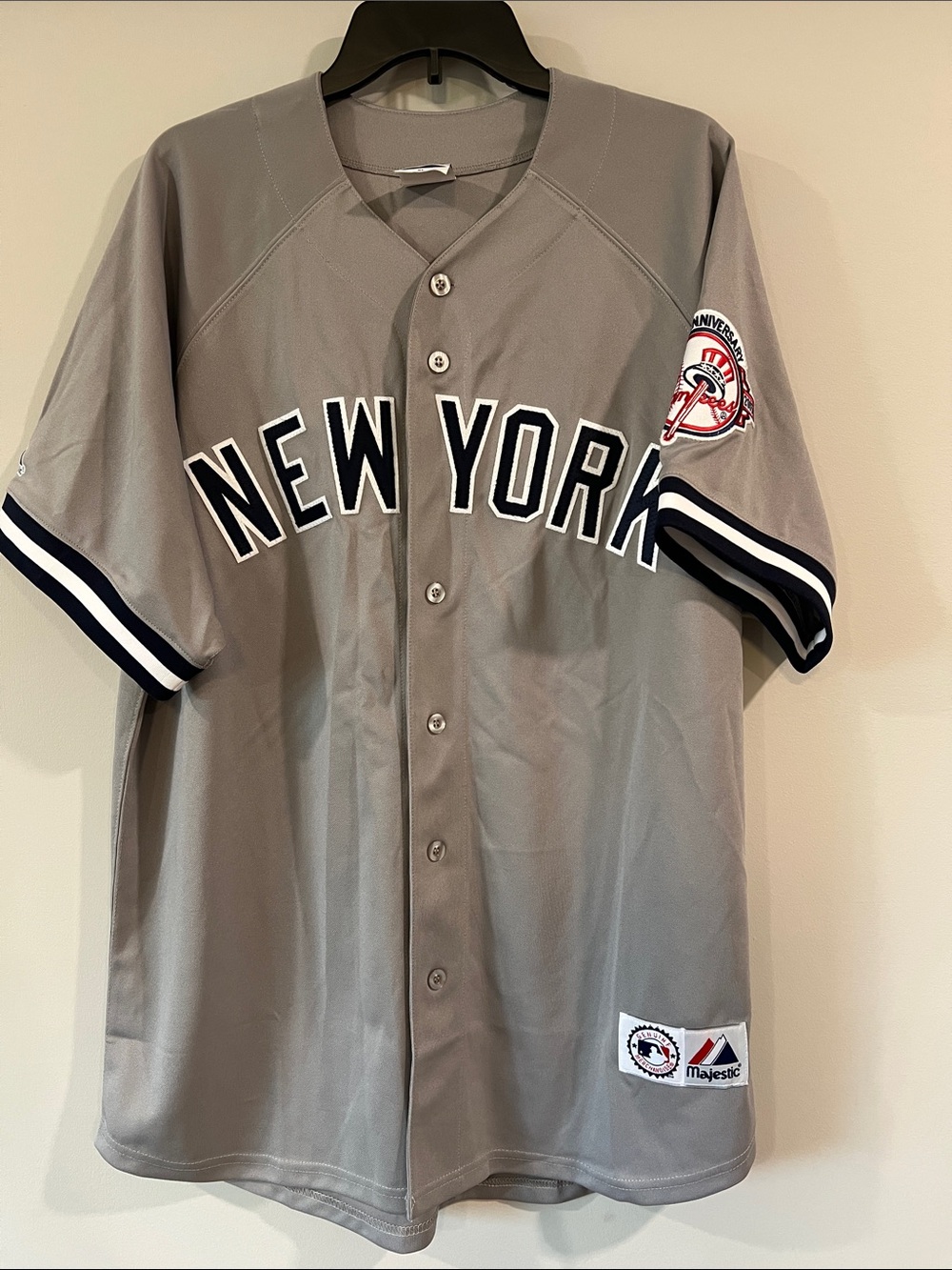 Majestic - Y2K, Grey New York Yankee Jersey with Navy Trim, XL